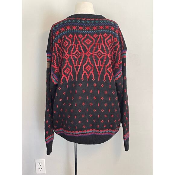 Vintage Sportique Norwegian Design Sweater 100% Wool Large Fair‎ Isle Apres Ski - Picture 2 of 10